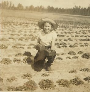 Mom in the strawberry field